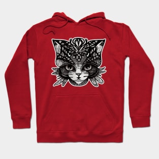 Kitty Doodle Cat Black And White Sketch Hoodie